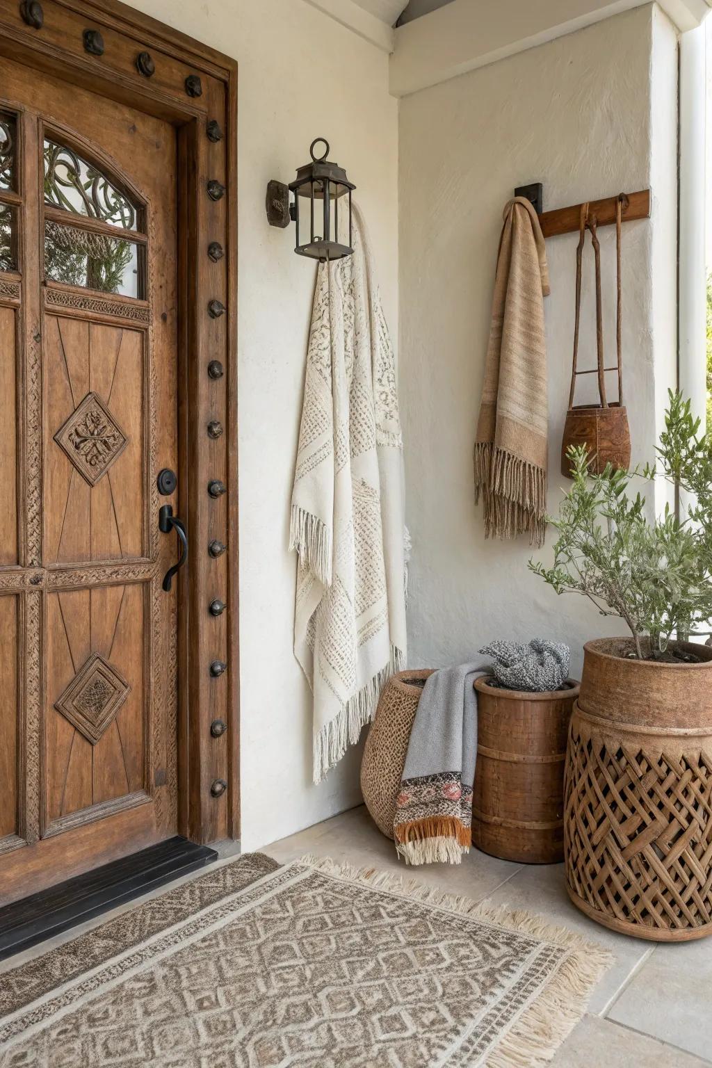 Unique textures in an entryway add dimension and richness.