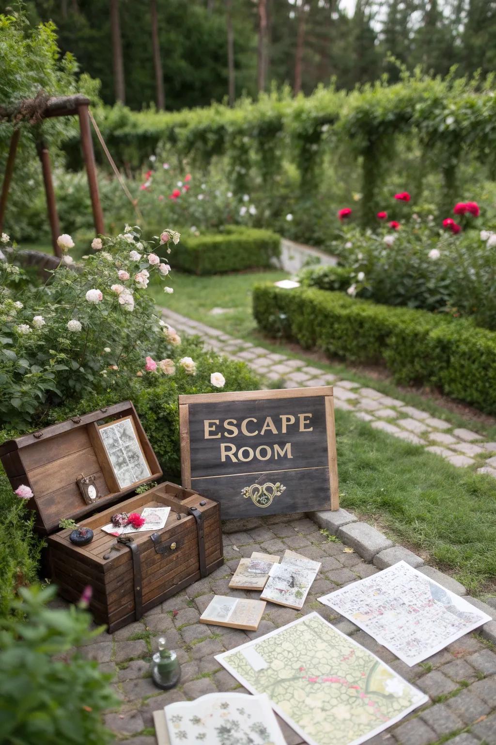 Test your wits with an engaging riddle room experience outdoors.