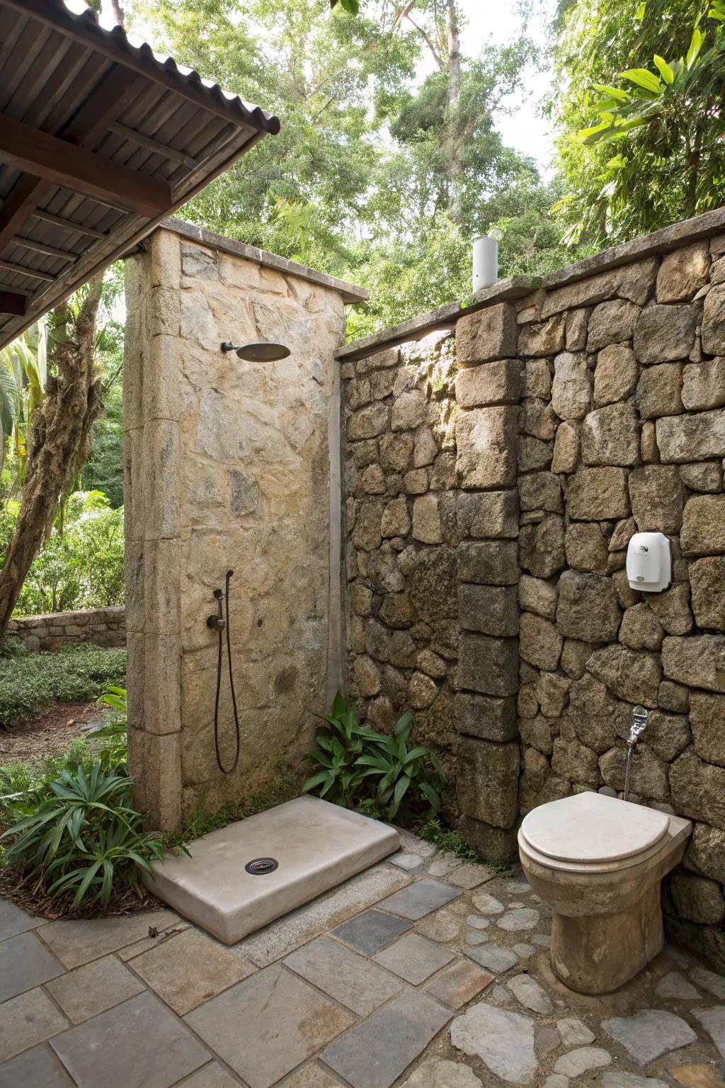 Make a striking impression with a captivating stone wall enclosure.