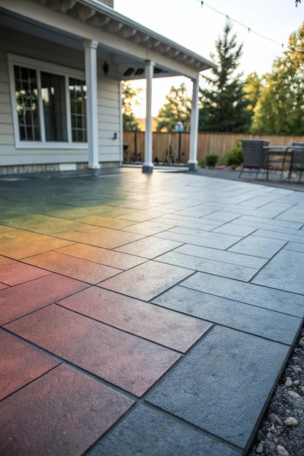 This patio's gradient design enhances its depth and sophistication.