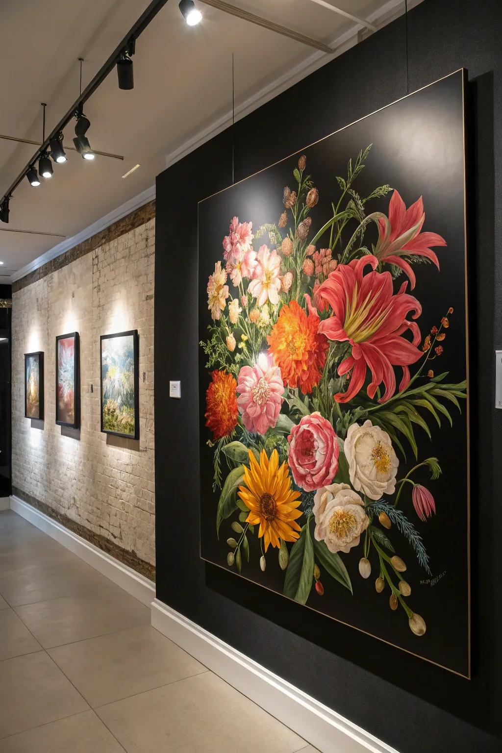 Black backdrops make flower shades amplify beautifully.
