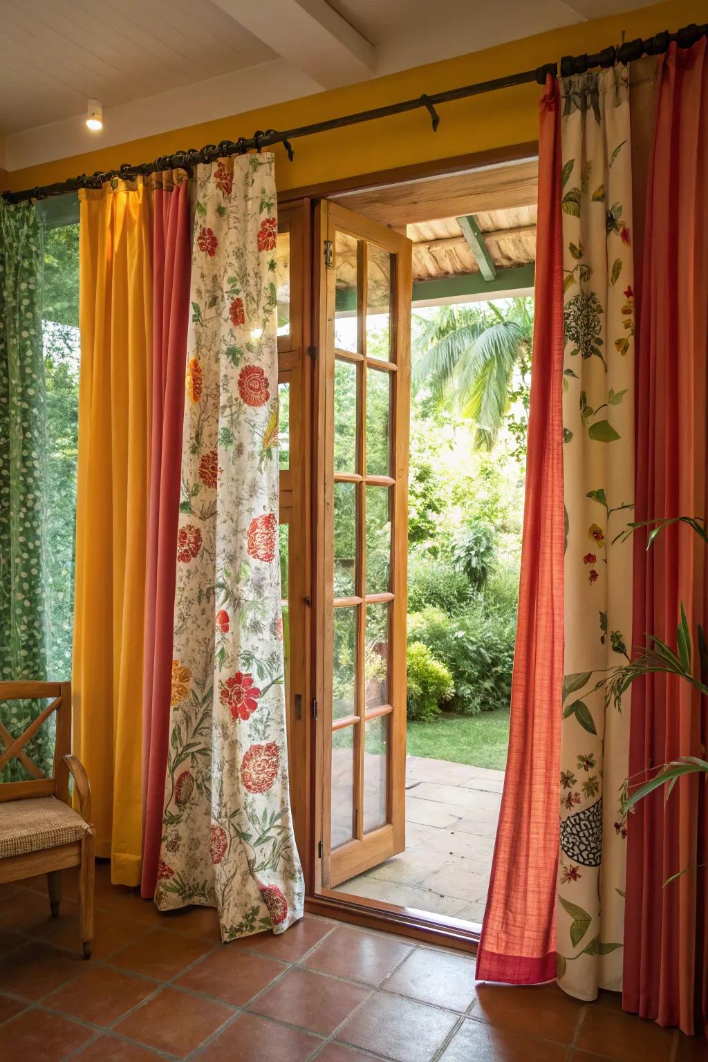 Intermingling motifs and solids sustains your design vibrant and captivating.