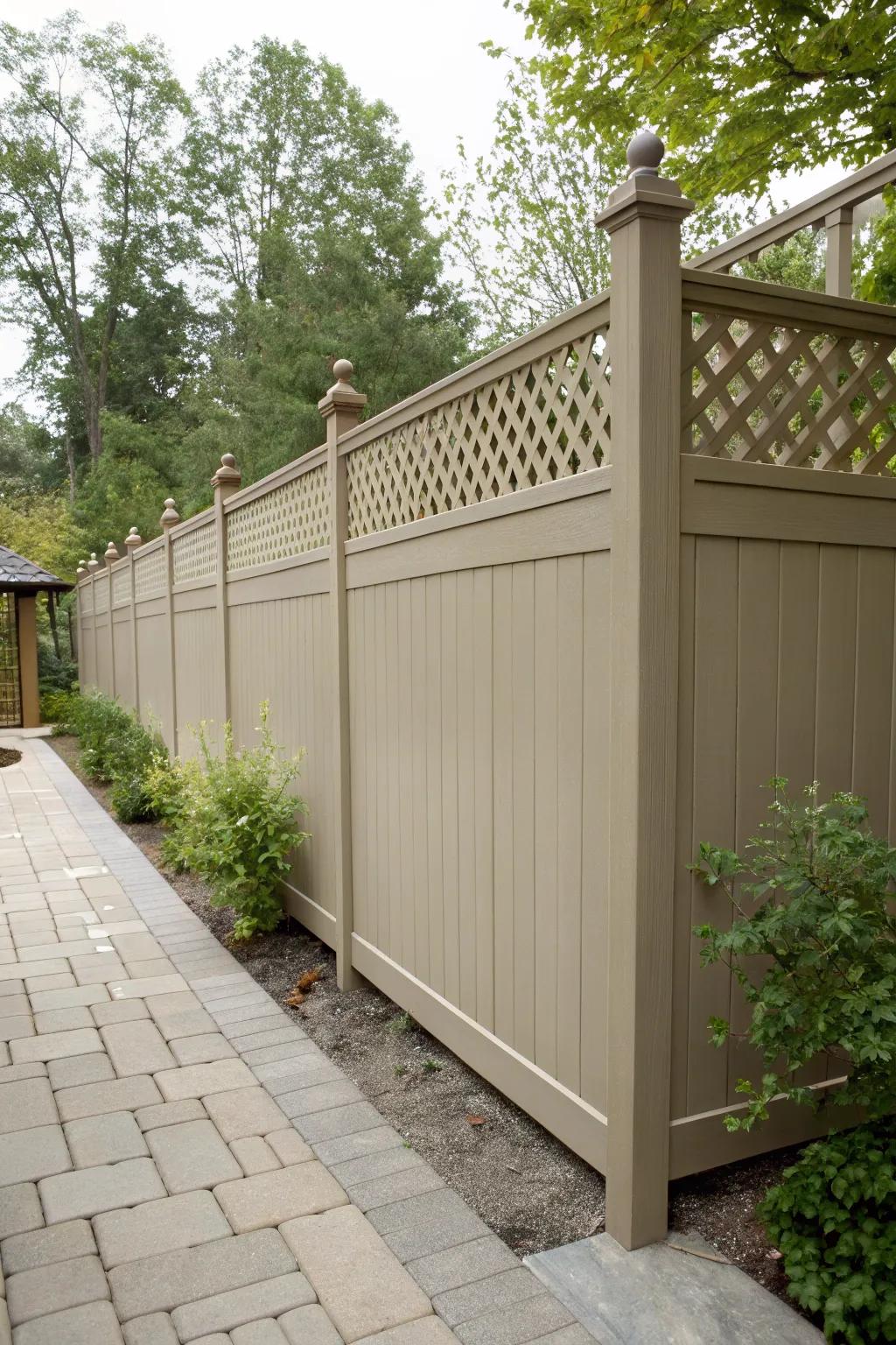 Lattice tops infuse ornamental detail into fences.