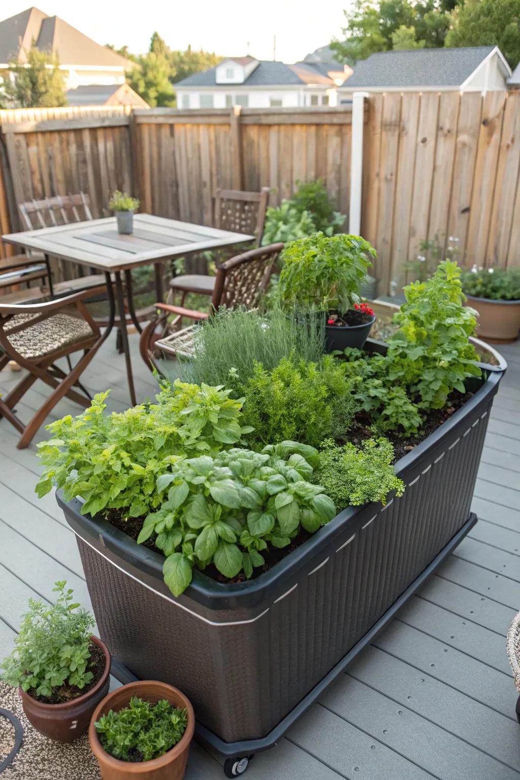 Portable herb planter perfect for gardeners on the move.