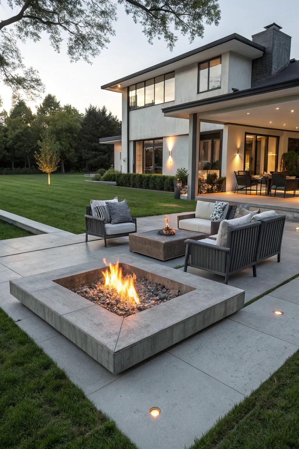 A solidified slab provides a modern and durable base for your patio.