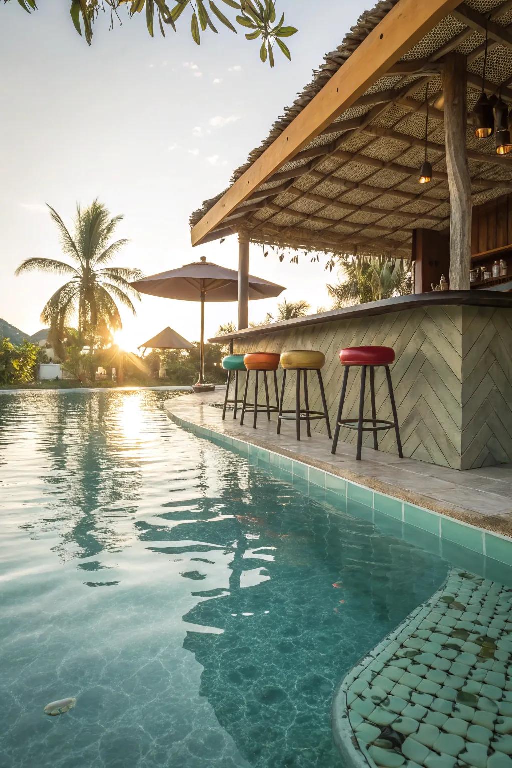 Bring grandeur to your pool with a swim-up bar.