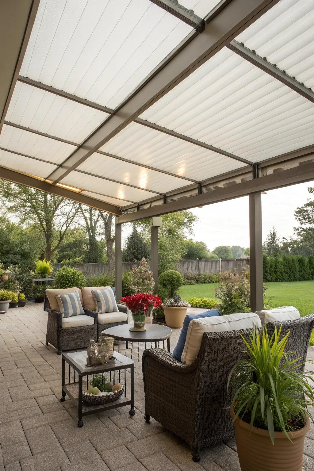 Insulated panels assure a comfortable patio environment.
