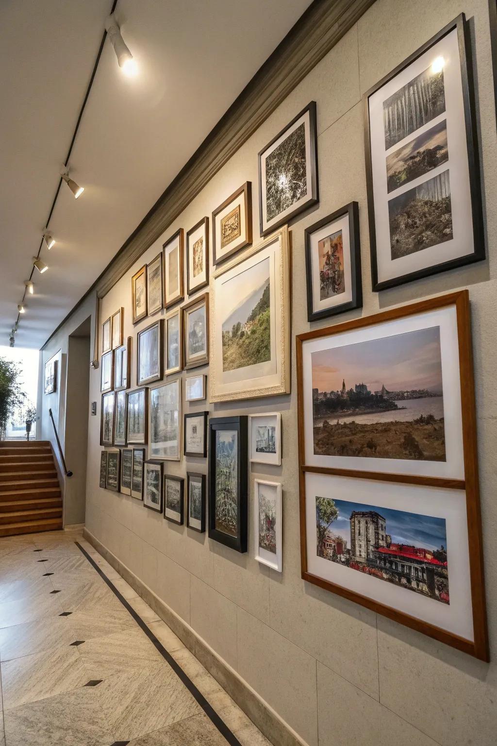 A blend of expansive and compact frames fashions visual intrigue.