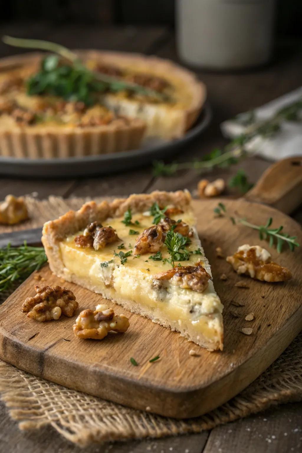 A pie slice incorporating a blend of sweet and tangy tastes.