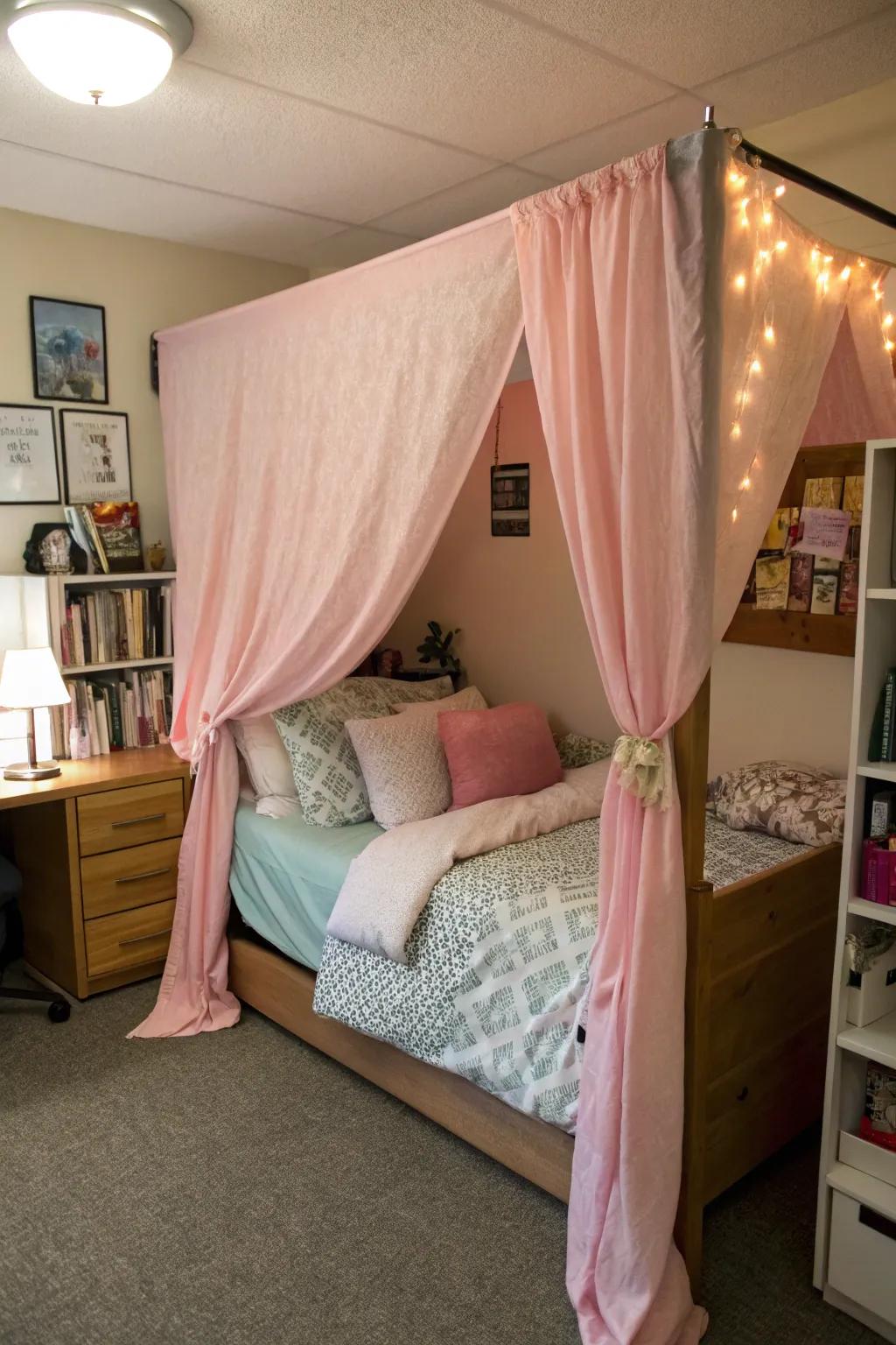 A canopy can add privacy and a touch of elegance.