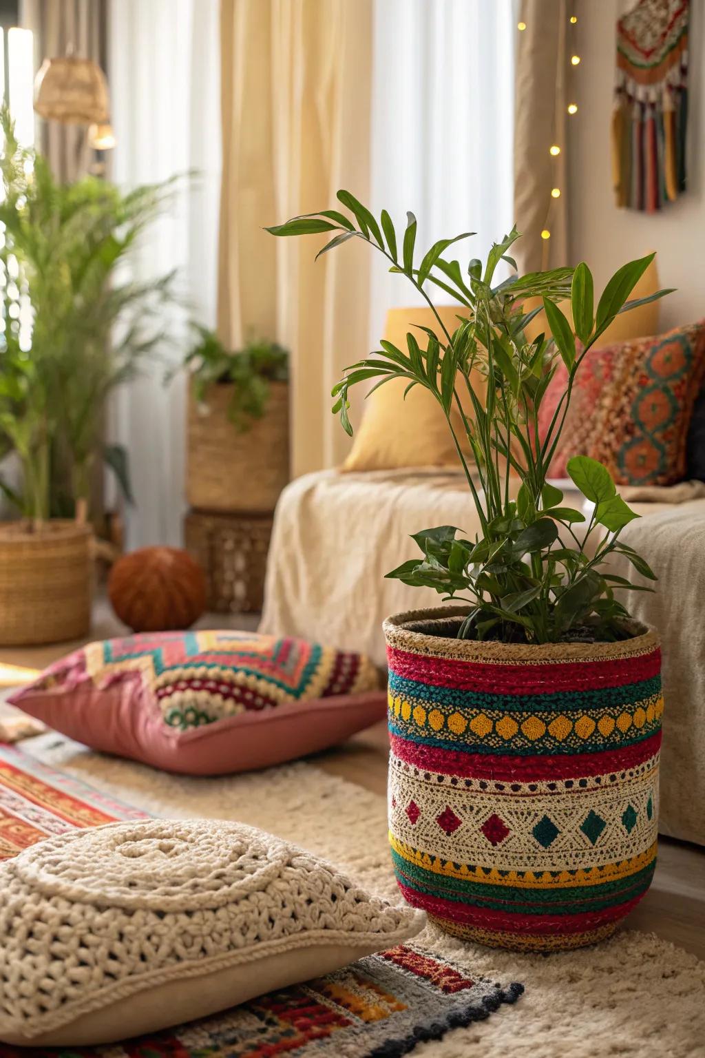 Interwoven wraps introduce warmth and charm.