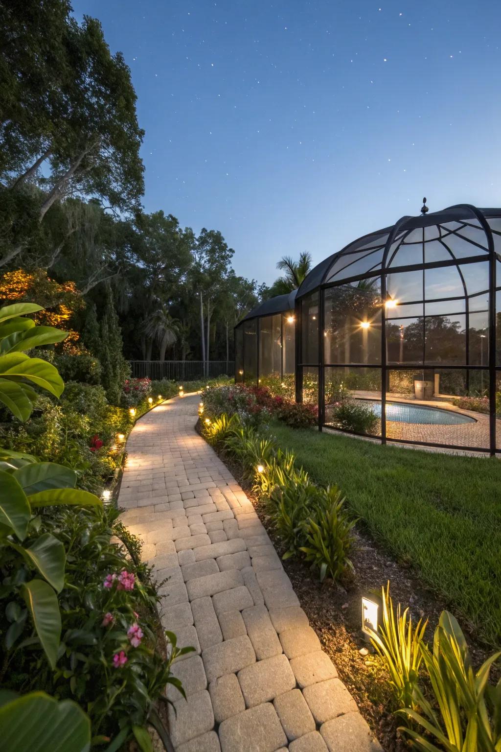 Path lighting ensures safe and enchanting walkways.
