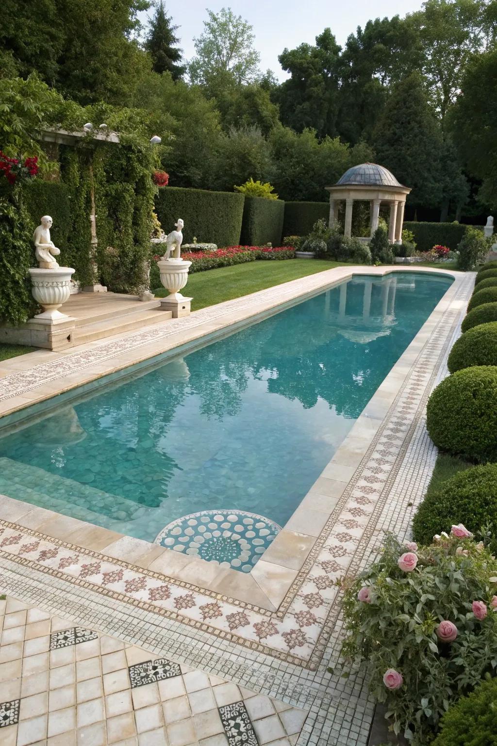 Florence pearl mosaics introduce a hint of luxury to your pool.