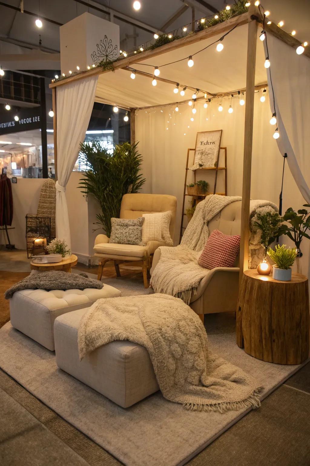 Inviting spots provide a welcoming retreat for shoppers to relax and enjoy.