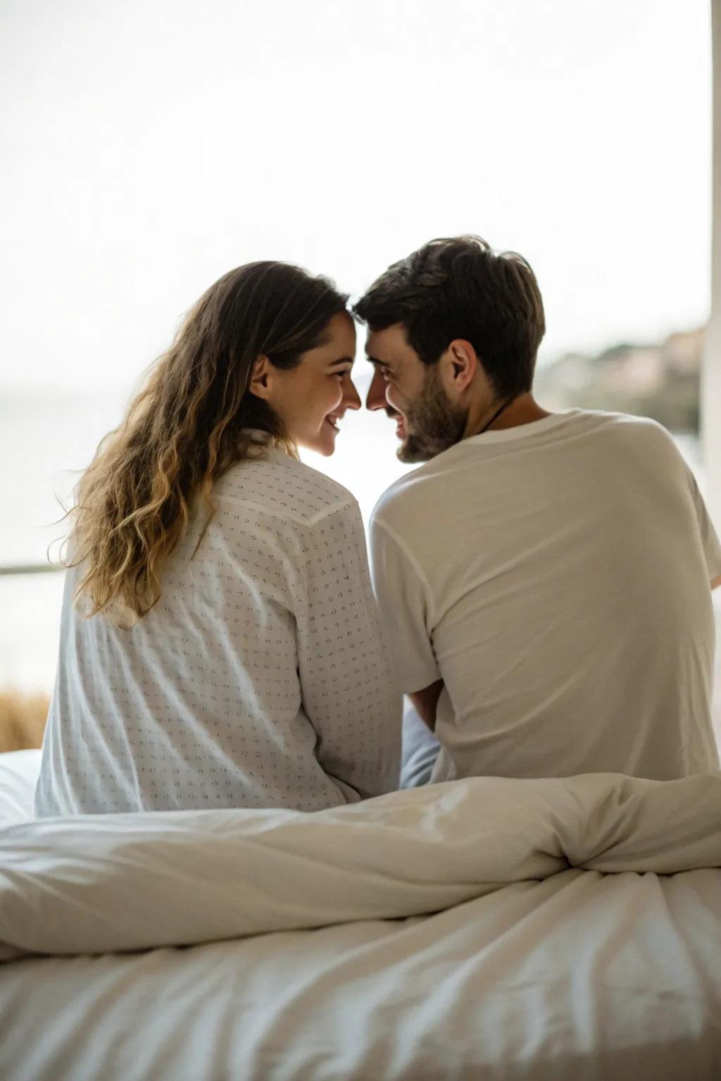 Capture the beauty of private couple moments in your bedroom shoot.