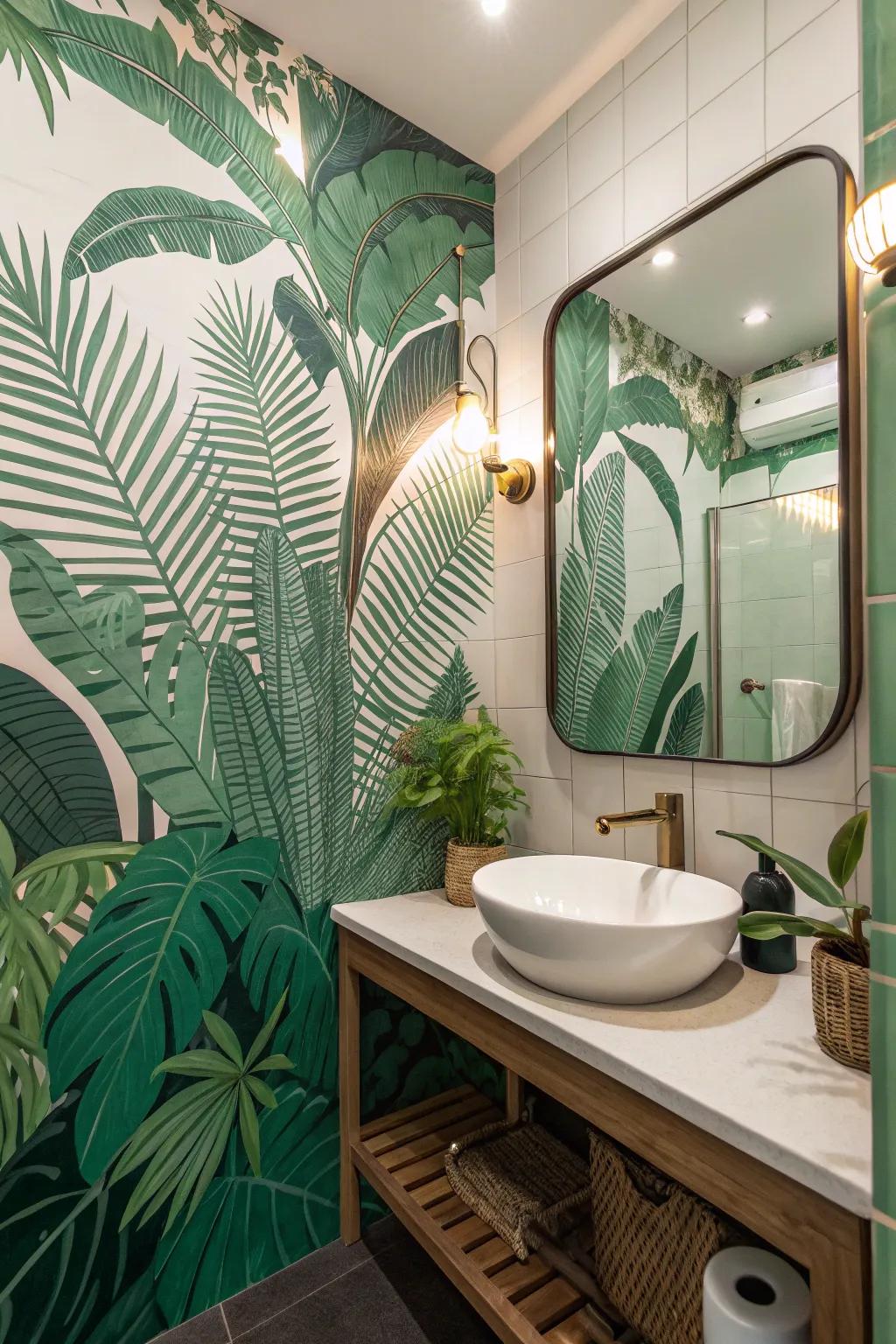 Tropical motifs foster a refreshing and exotic ambiance.
