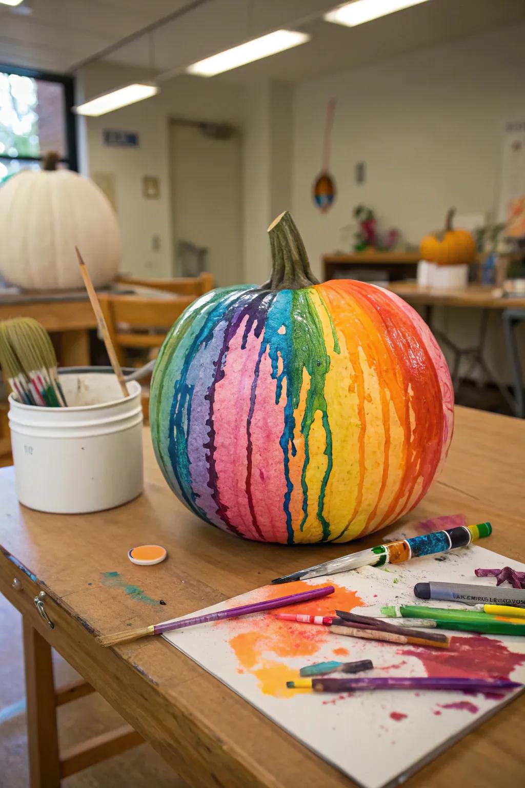 Craft breathtaking visuals with melted crayon pumpkin art.
