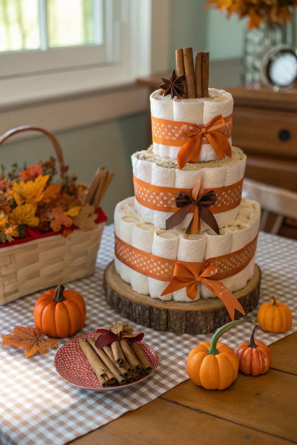 Gourd spice nappy cakes saturate the room with the warm scents of autumn.