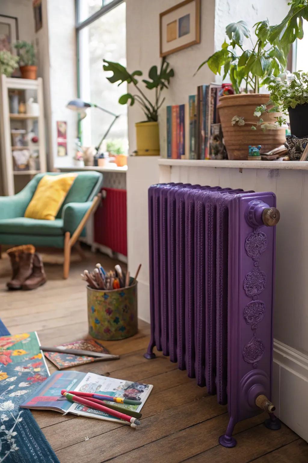 Amethyst radiators evoke a regal accent.