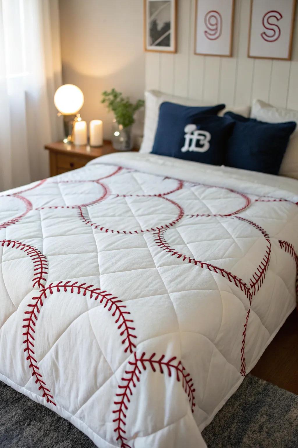 Personalize your bedding with spirited squares.