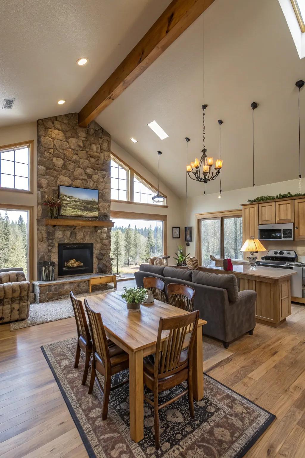 An open-concept layout brings a modern, spacious feel to this ranch house.