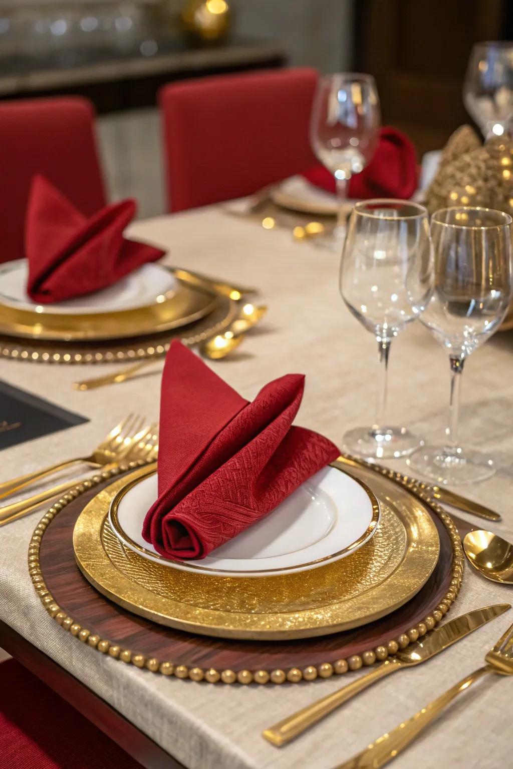 Gilded-edge tableware adds a touch of luxury.