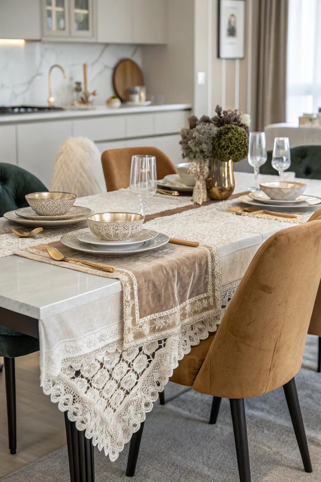 Layered textures introduce breadth and allure.
