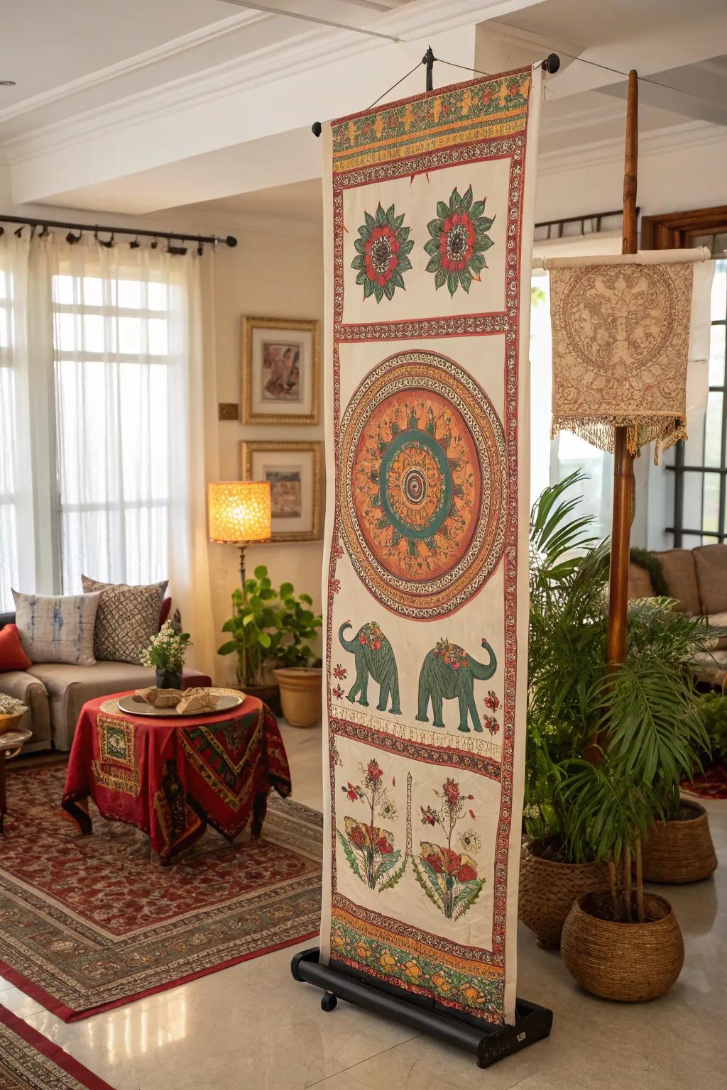Acknowledge cultural diversity with a display featuring traditional motifs.