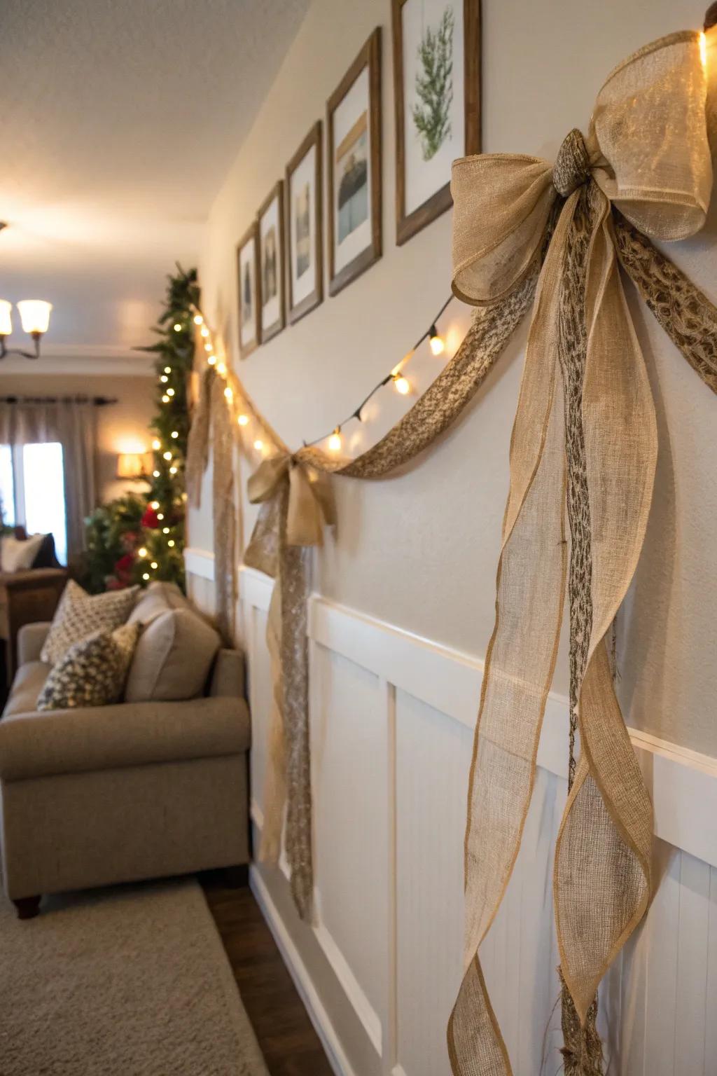 The warmth of a rustic ribbon garland.