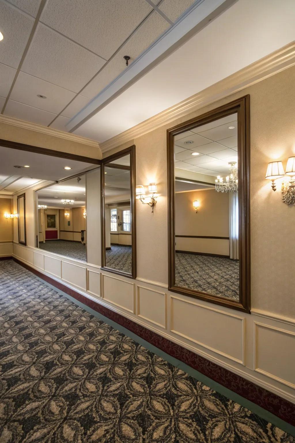 A small room featuring a reflective low wall that enhances space and light.