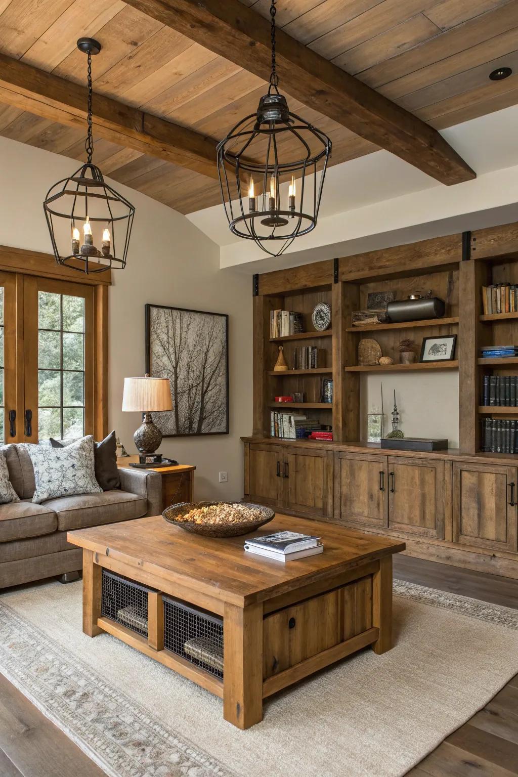 The mix of metal and timber creates a modern country aesthetic.