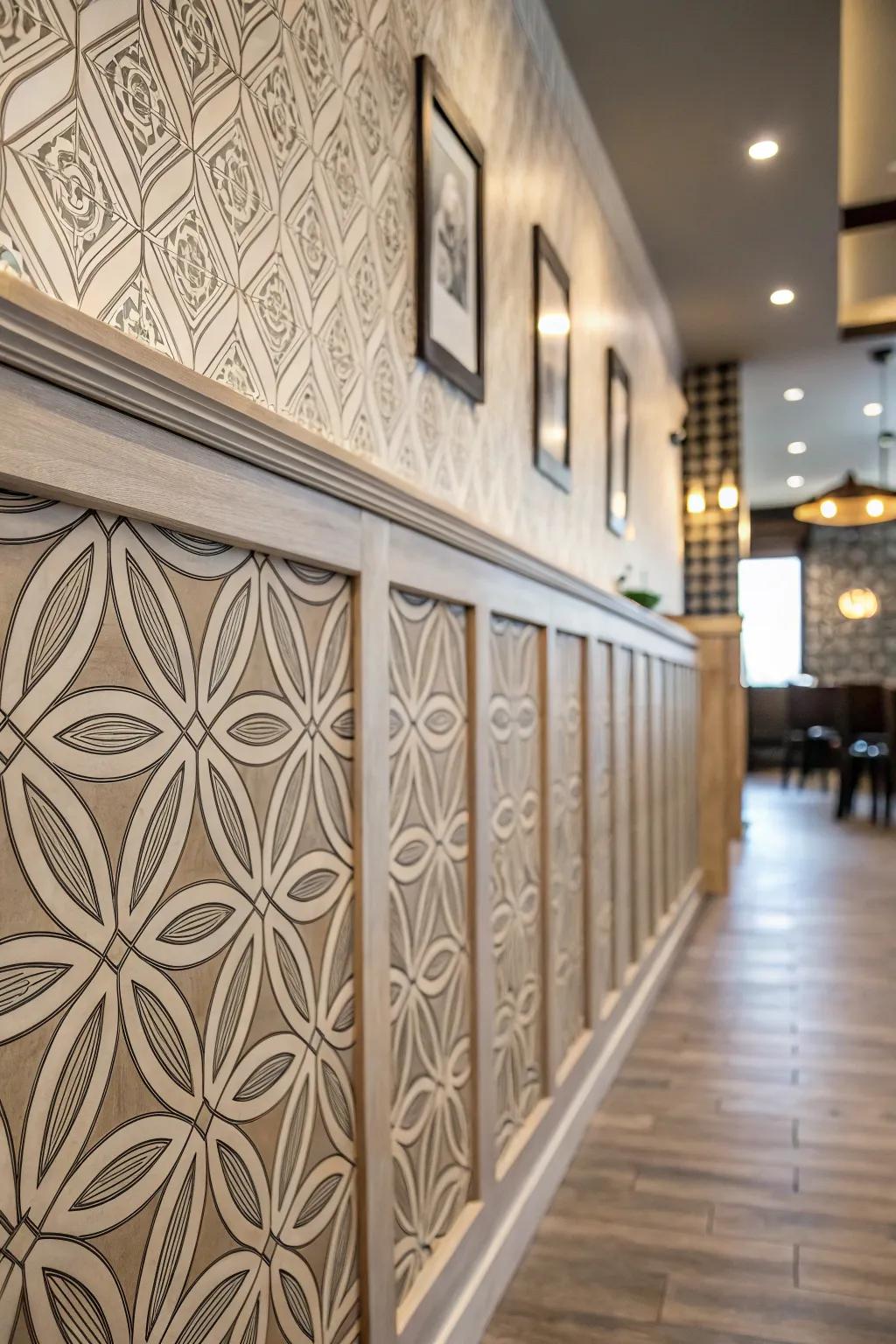 Geometric layouts in wainscoting for a contemporary twist.