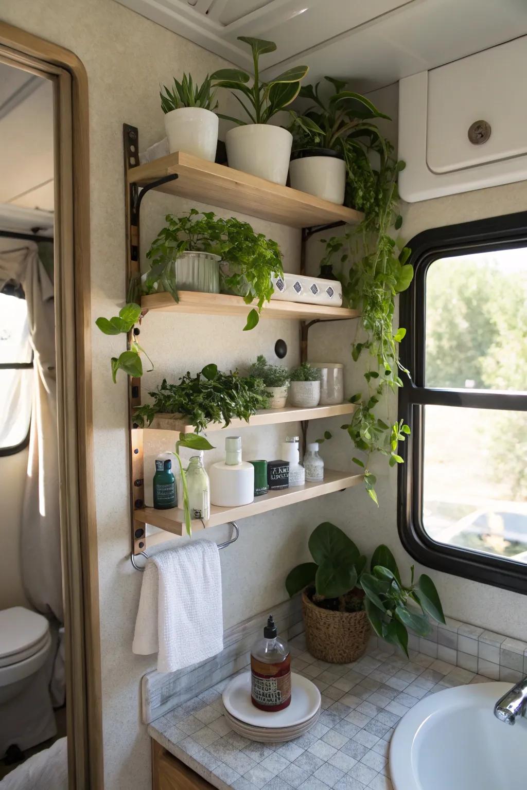 With floating shelves, you can create display space.