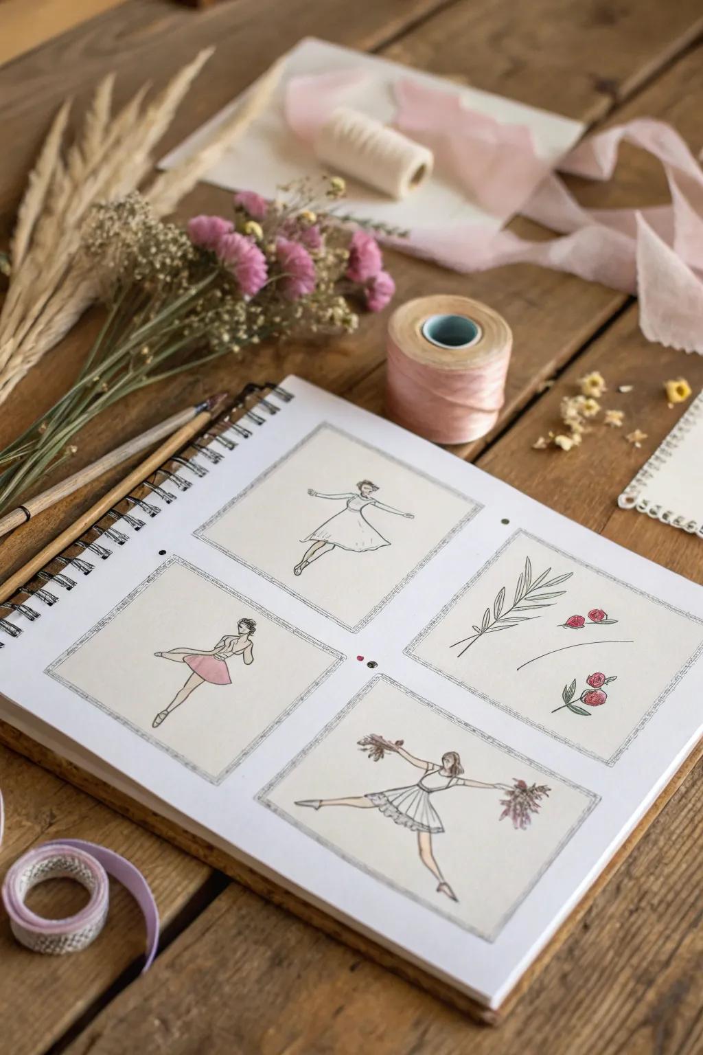 Elegance in Motion: Capture the Art of Movement with Minimalist Scrapbook Designs.
