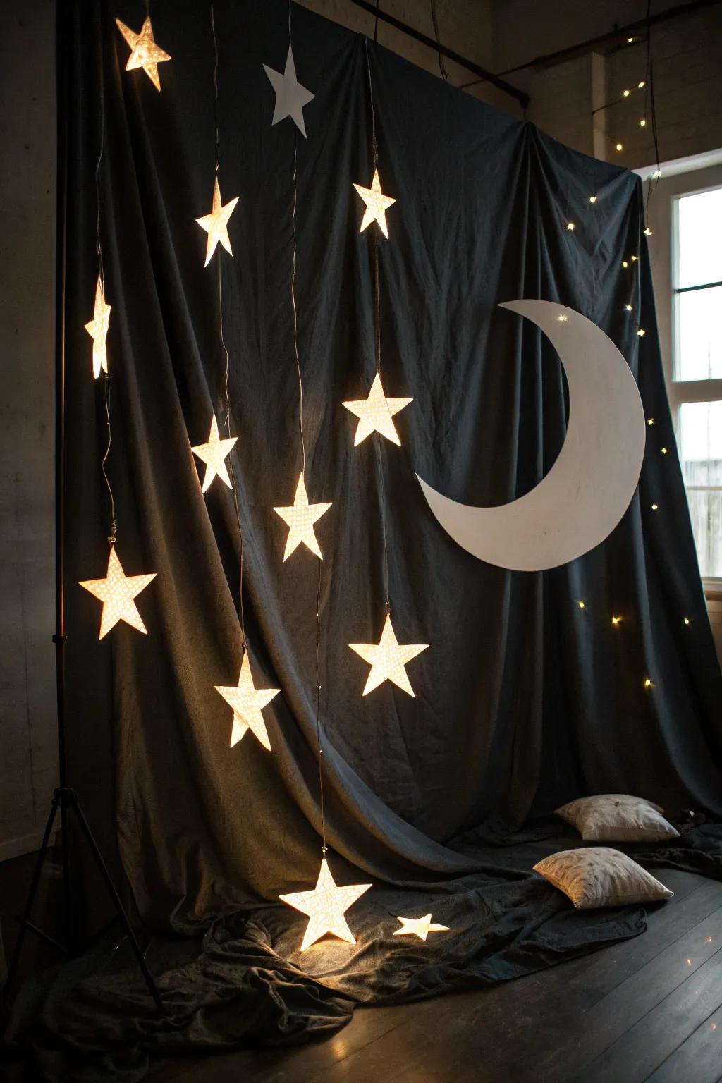 Capture celestial pulchritude featuring a scene illuminated by stellations.