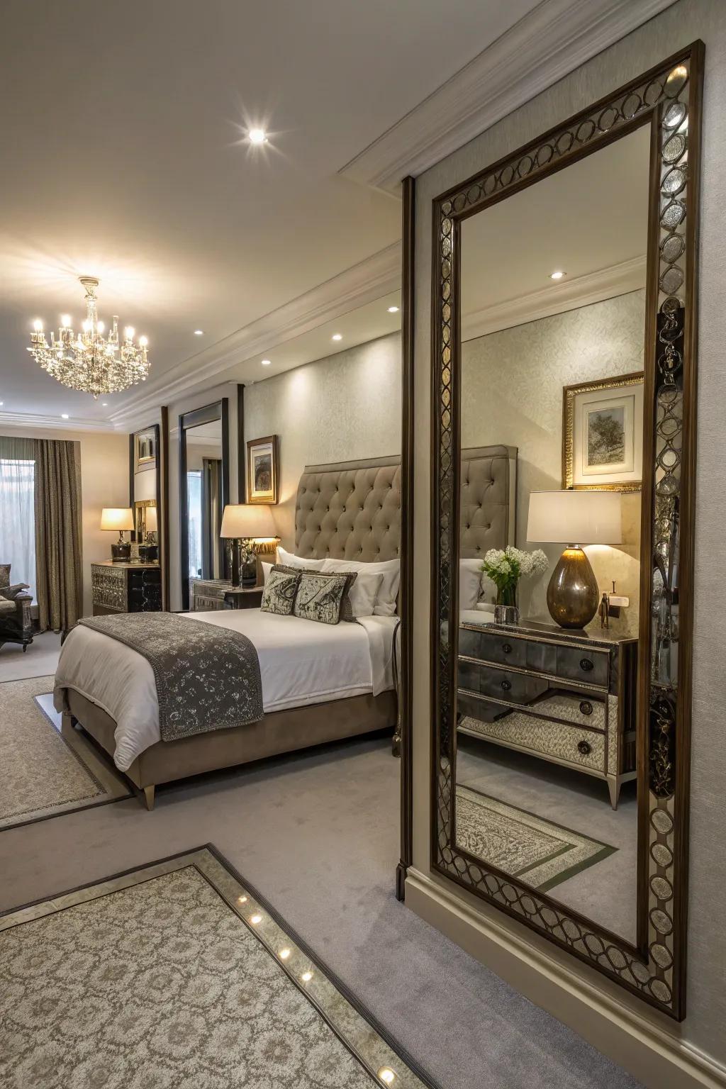 Mirrors enhance light and visual space.