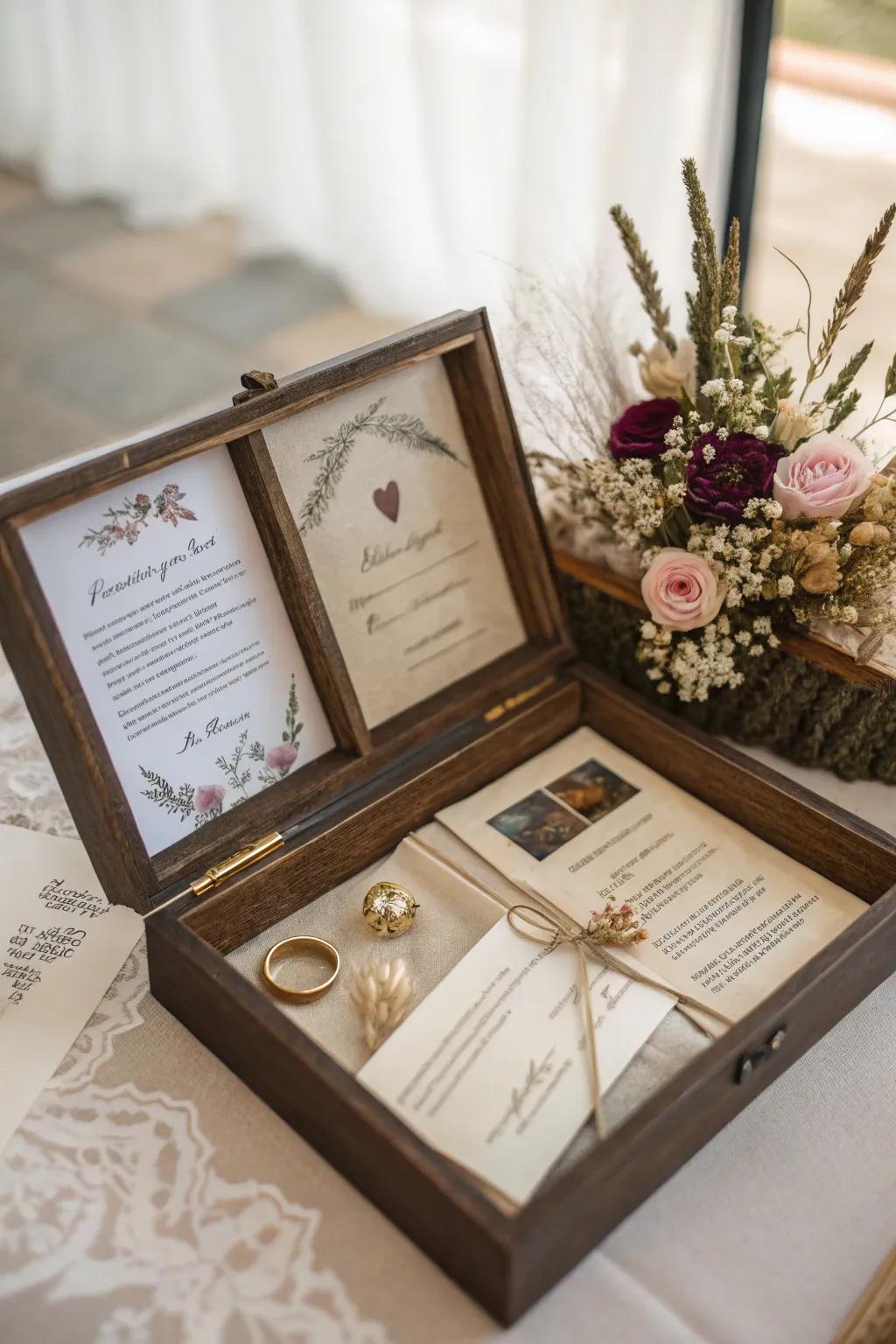 A wedding memory box holding a day of love.