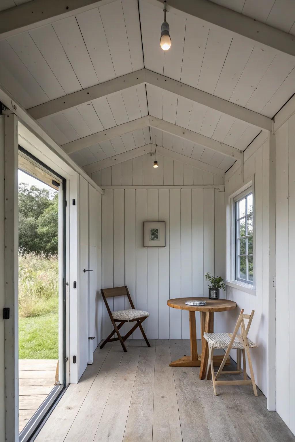 A minimalist shed dwelling interior with crisp lines and an uncluttered aesthetic.