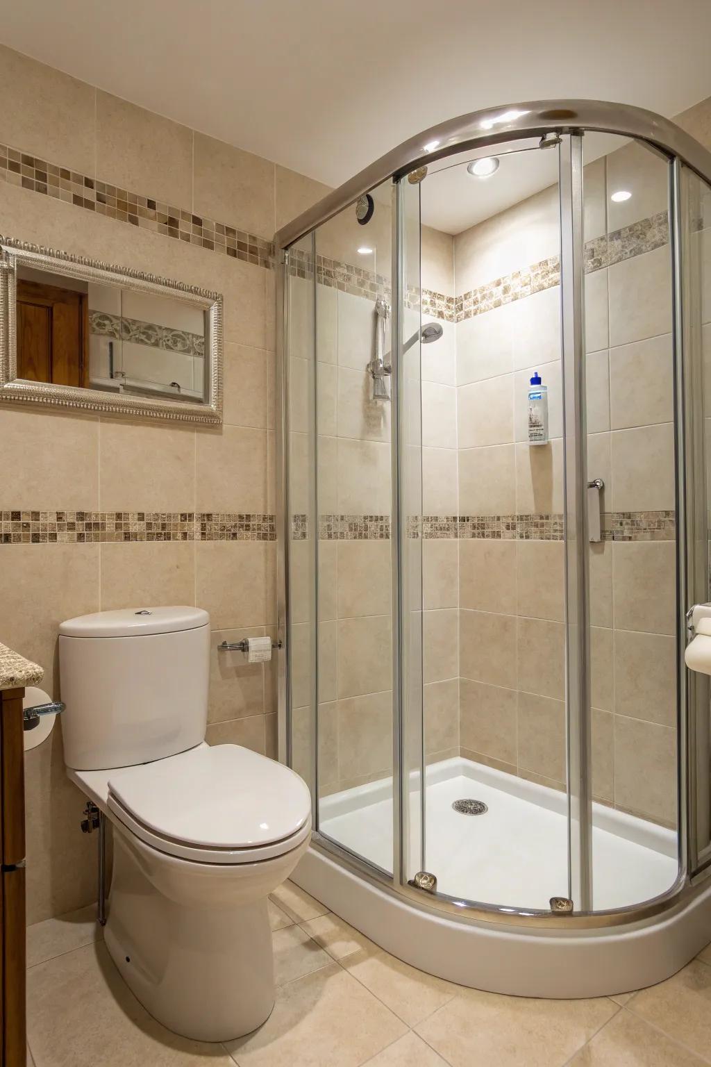 Curved frames establish a soft flow and a distinctive design element.