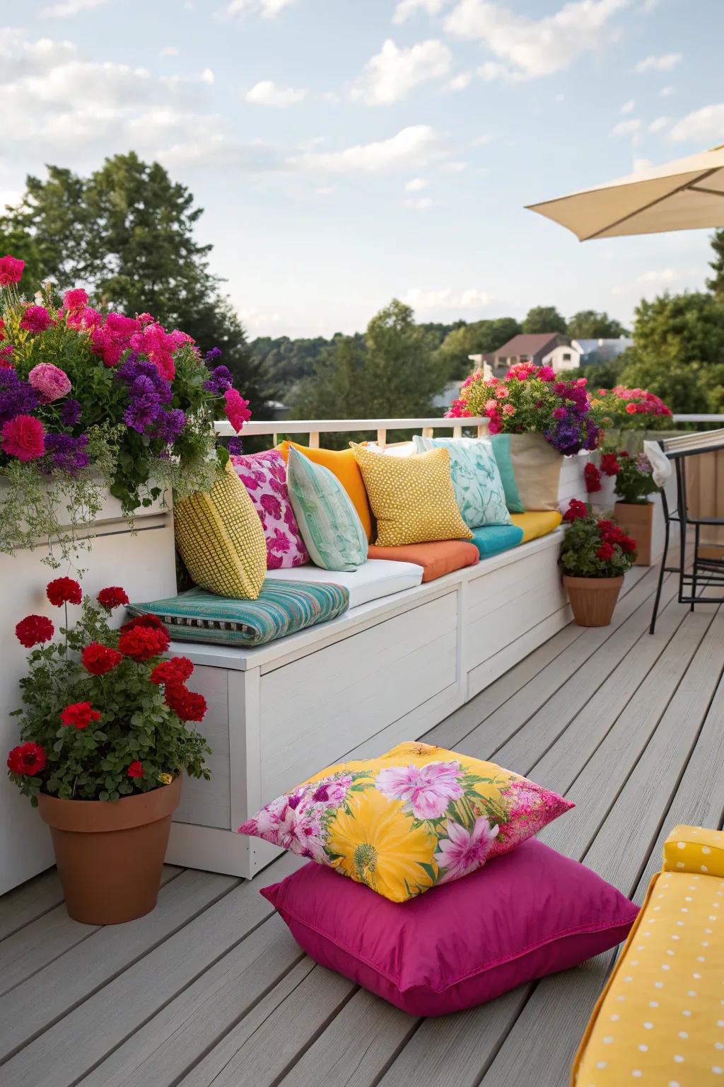 Colorful accessories can brighten your deck without enduring changes.