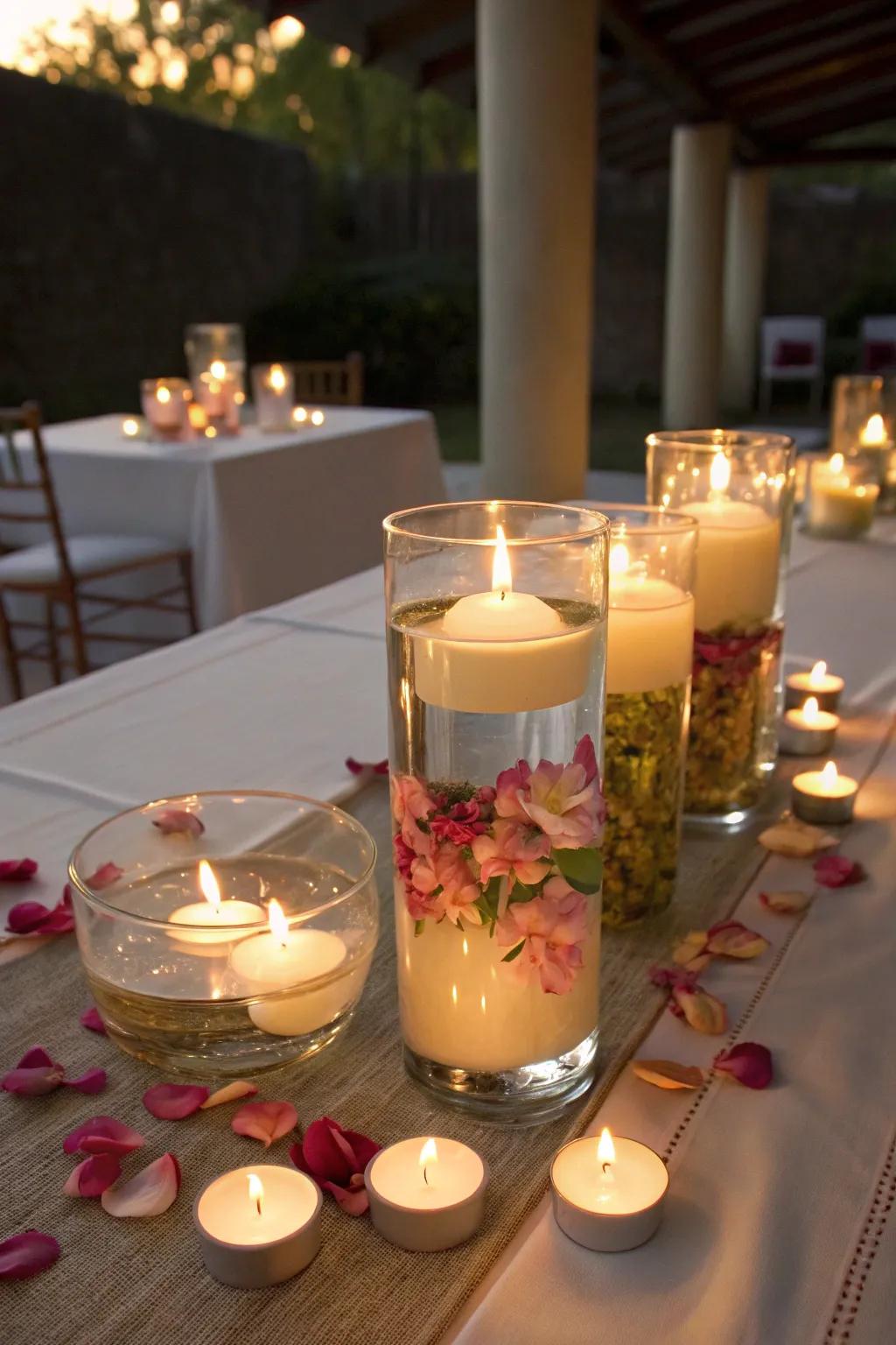 Floating wax luminaries casting a magical radiance over the festivity.