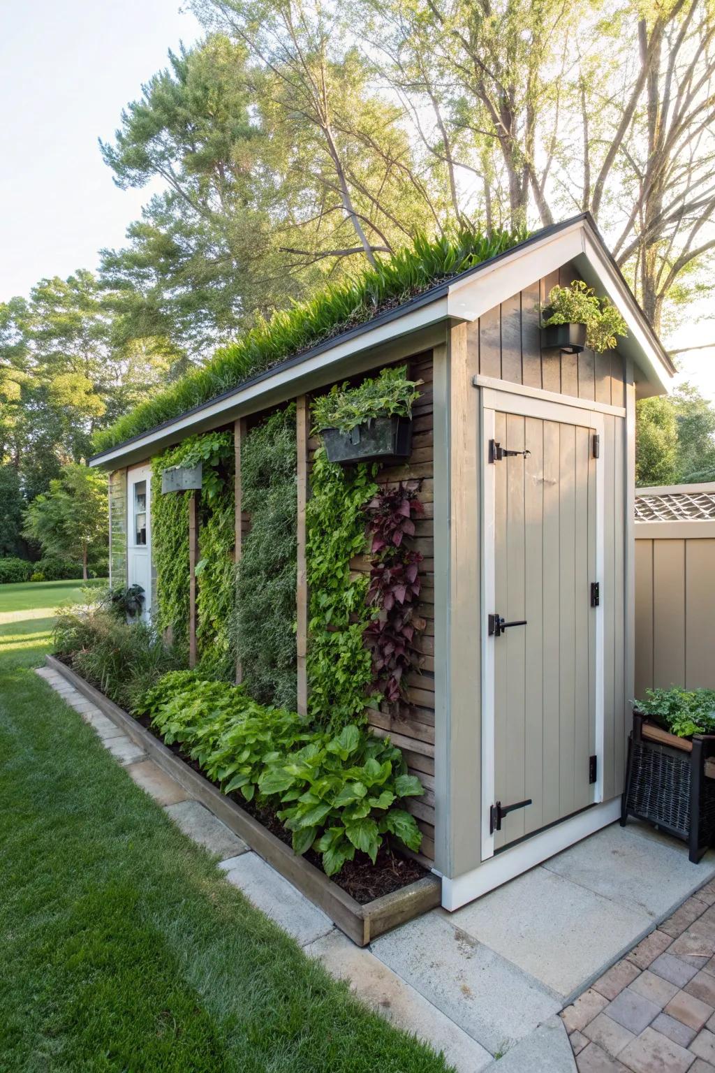 A wall garden transfigures your shed wall into a living work of art.