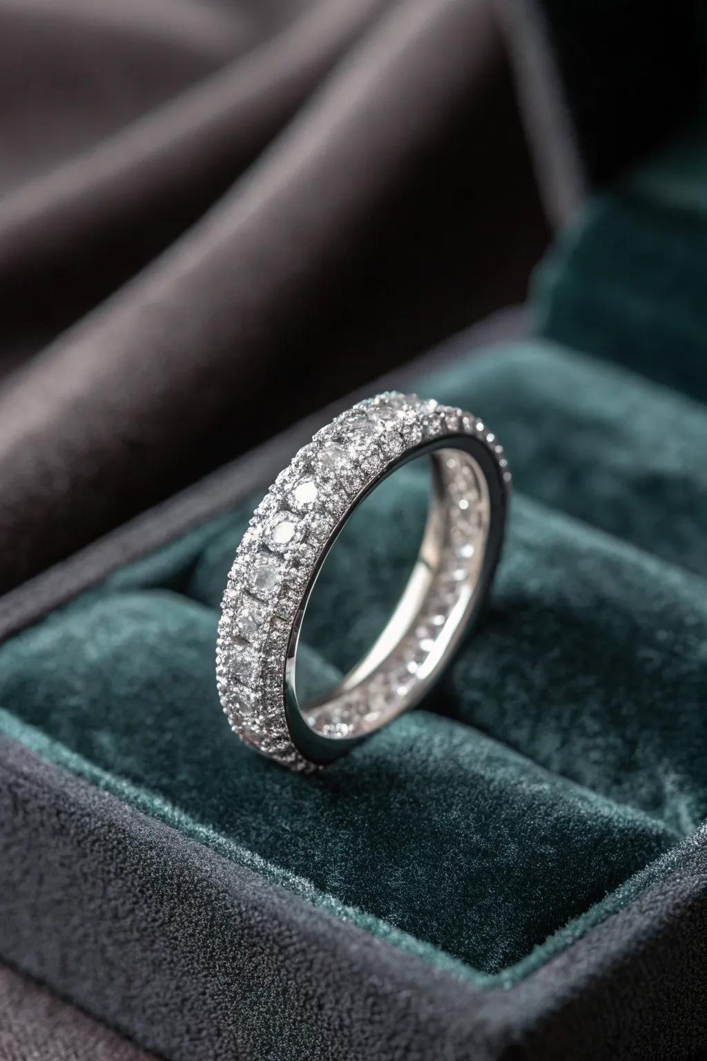 An embedded set circle with delicate radiance and grace.