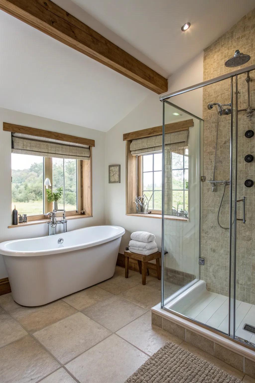 A shower room adds practicality and style.