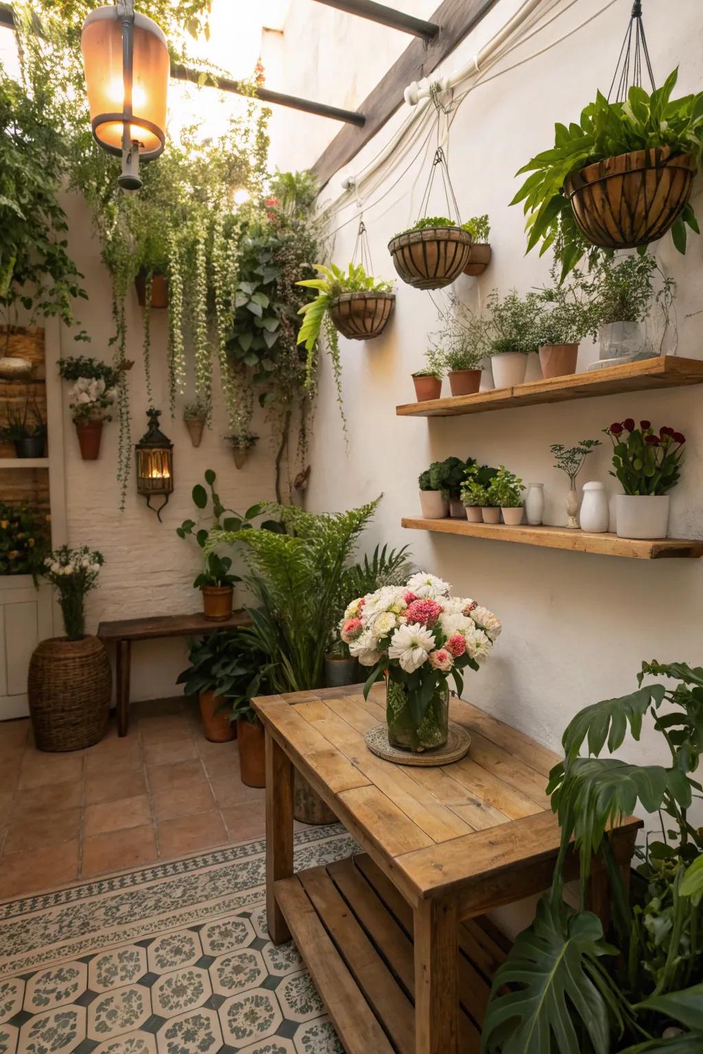 Verdure contributes a revitalizing aspect to this snug cigar area.