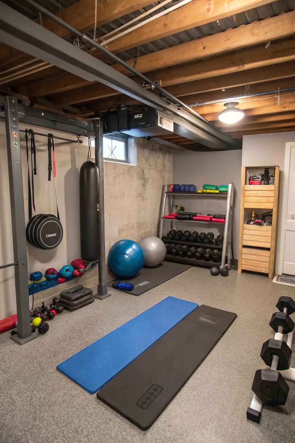 Design your own fitness haven with a basement personal training space.