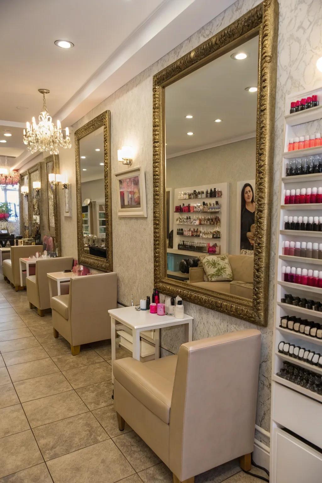 Mirrors create a spacious feel in small areas.