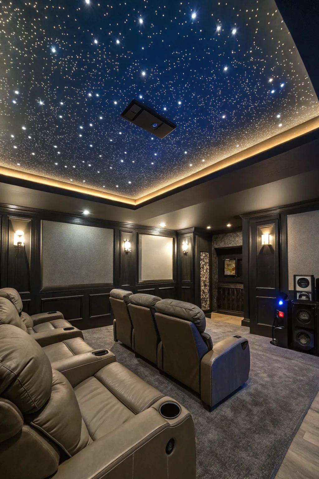A show-stopping ceiling enhances visual interest.