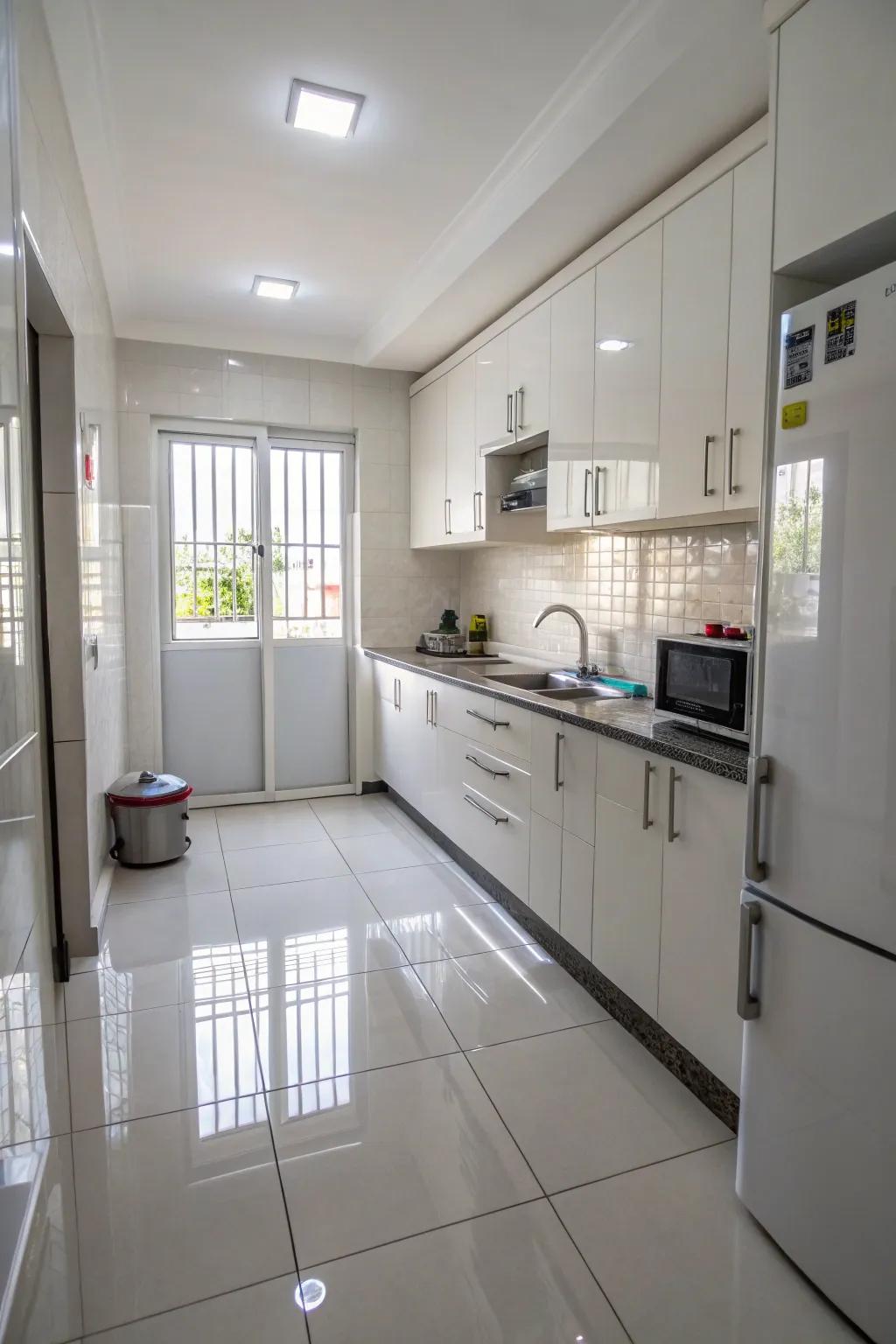 Shiny finishes improve light and space.