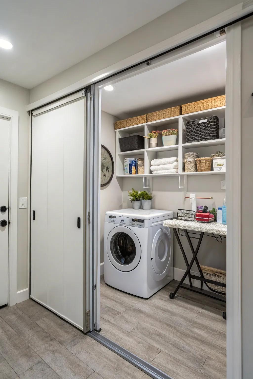 Maintain a clean look with space-saving sliding doors.
